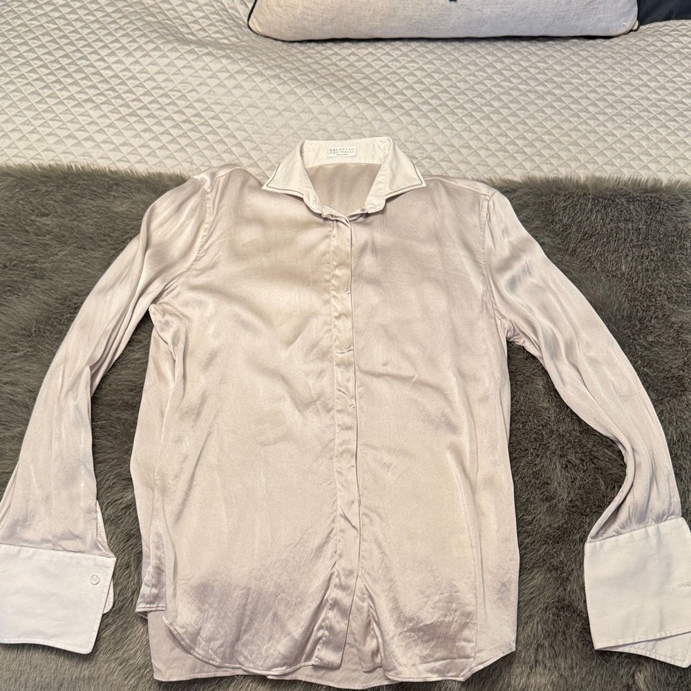 Brunello Cucinelli Elegant Cream Button Down Shirt